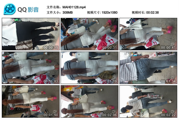 精选街拍视频 No.103 Paul大师作品 白裤美眉穿得内内实在太小了 [MP4-679MB]